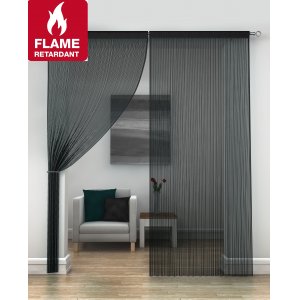 FR Treated Black  string curtains priced per pair