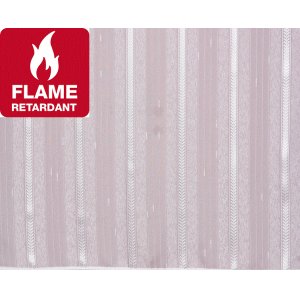 Fire Retardant Chevron White net curtain