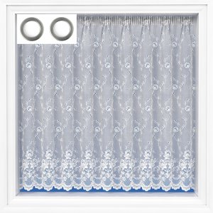 Devon white lace with eyelet curtain tape