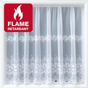 Fire Retardant Samantha White Voile Net Curtain