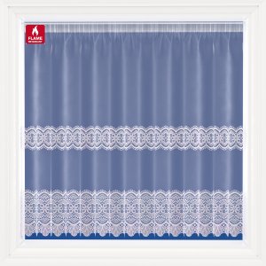Fire Retardant Opal  White  Embroidered Voile Net Curtain