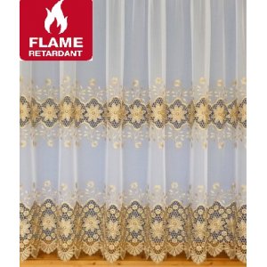 FR WHITE VOILE  WITH GOLD MACRAME