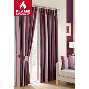 Roma aubergine fire retardant pencil pleat curtains
