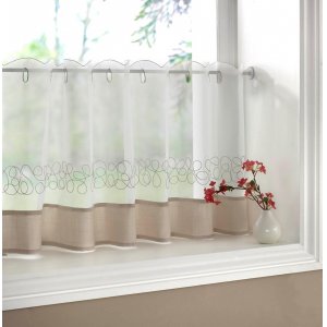 DECO CREAM EMBROIDERED VOILE CAFE CURTAIN EACH CURTAIN COMES 59