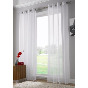WHITE PLAIN VOILE EYELET/RINGTOP PANEL: