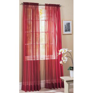RED PLAIN VOILE SLOT TOP PANEL width 150cm