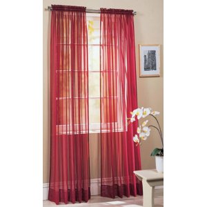 RED PLAIN VOILE SLOT TOP PANEL width 150cm