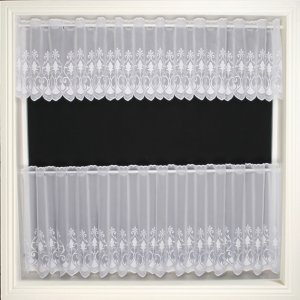 DAVINA WHITE  VOILE  CAFE CURTAIN 14 inches only