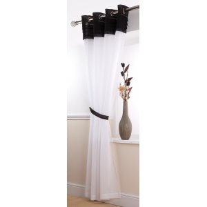 SIENA BLACK/WHITE VOILE PANEL EYELET TOP