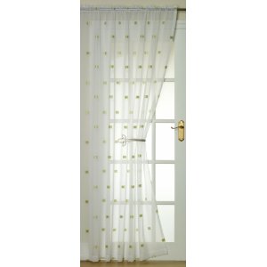 MAYFAIR WHITE/LIME VOILE PANEL