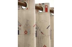 BEACH HUTS READY MADE CURTAINS EYELET TOP