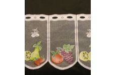 HAND COLOURED WHITE, FRUIT CAFE CURTAINS