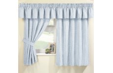 MAISY BLUE  GINGHAM CURTAIN SET(pelmet sold separte)