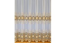 ELIZA WHITE/GOLD EMBORIDERED VOILE