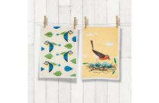 MAGPIE TEA TOWEL ROBIN & BLUE TIT