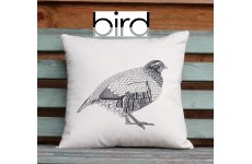 PARTRIDGE ILLUSTRATION SCREEN PRINTED CUSHION FILLED WITH DUCK FEATHER