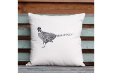 PHEASANT ILLUSTRATION SCREEN PRINTED CUSHION FILLED WITH DUCK FEATHERS