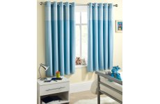 CHILDRENS BLUE GINGHAM THERMAL CURTAINS METAL NOISE  EYELET TOP SOLD PER PAIR