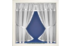 AVON WHITE RIBBON TRIM VOILE WINDOW SET