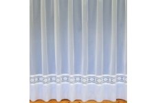 HELEN WHITE NET CURTAIN WITH LACE INSERT