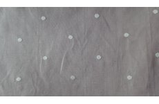 DUSKY PINK COTTON FABRIC WITH CREAM EMBROIDERED SPOTS 140CM WIDE PRICE IS PER METRE