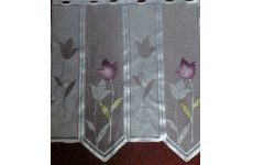 SPRING WHITE CAFE CURTAIN WITH MAUVE  & GOLD COLOURS