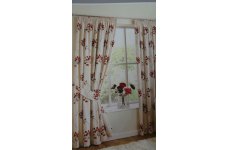 BLOSSOM CERISE 100% PANAMA COTTON CURTAIN FULLY LINED WITH OPTION OF EYELET TOP OR PENCIL PLEAT