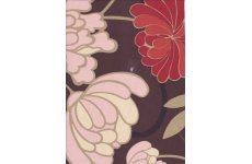 LUCINDA BROWN BACKGROUND WITH VIBRANT ORANGE & CREAM FLOWERS ROLL END APPROX 7MTRS PRICE IS PER METR