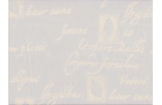 PALEST DUCK EGG & CREAM WITH LATIN SCRIPT PRICE IS PER METRE