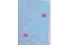 JUPITER WHITE VOILE  PANEL WITH PURPLE EMBROIDERED SQUARES 36 inch drop x 60 inch wide