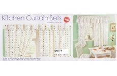 DOTTY KITCHEN WINDOW SETS INCLUDING TIEBACKS PELMET NOT INCLUDED