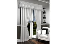 LORNA WHITE VOILE LINED CURTAINS PELMET SOLD SEPARATE
