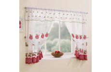 WAREHAM RED WINDOW SET WITH ATTACHED VALANCE