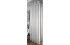 FR TREATED TELFORD WHITE  & SILVER EYELET TOP CURTAIN PANEL
