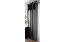 FR TREATED  Malton black curtain panel with eyelet top width of panel 135cm