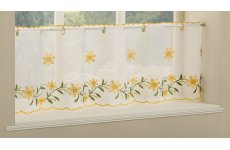 Torquay Yellow embroidered cafe curtain