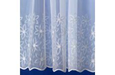 Elle white voile with white embroidered flowers