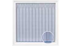 Buckinghamshire White Net Curtain  cotton look with silver & gold stripes