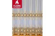 FR WHITE VOILE  WITH GOLD MACRAME