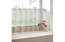 DECO CREAM EMBROIDERED VOILE CAFE CURTAIN EACH CURTAIN COMES 59