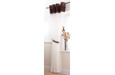 SIENA CREAM/ CHOCOLATE VOILE PANEL EYELET TOP: