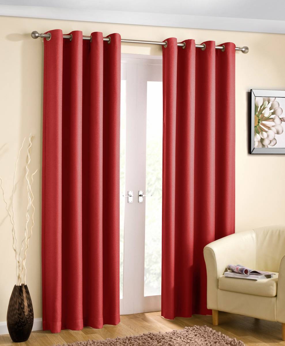 WILTON RED EYELET TOP CURTAINS READY MADE Net Curtain 2 Curtains