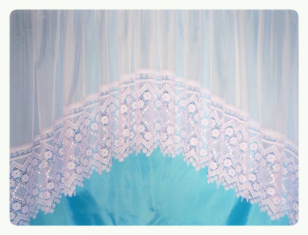 Roberta White Voile Macrame Lace Base Jardiniere Net Curtain 2