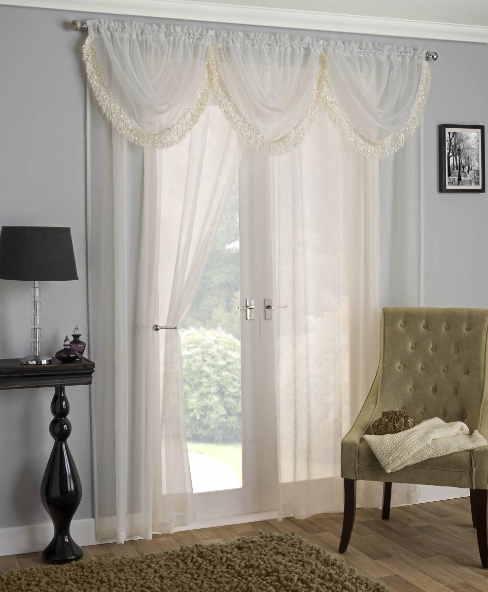 GLIMMER CREAM VOILE SWAGS SOLD PER SWAG image shows 3 swags Net