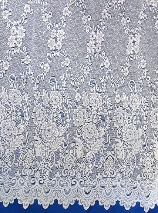 Tuscany Nottingham white Filigree Lace - Net Curtain 2 Curtains