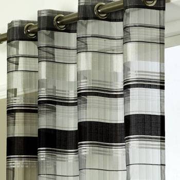 Como Black Organza Panel Net Curtain 2 Curtains